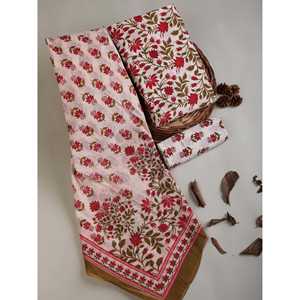 สีแดงเข้มชุดผ้าฝ้ายแท้พิมพ์ลายสีแดงเข้ม (SHKS1168) ฟรีไซส์ - Product Image 1