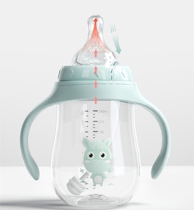 Fabrication de <span class=keywords><strong>biberons</strong></span> pour bébés en plastique rose avec poignée et paille, ensemble de deux pièces, vente en gros - Product Image 4