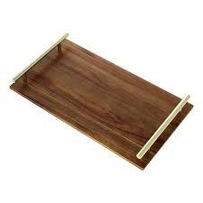 Plateau de service rectangulaire en bois de qualité supérieure avec poignée Design fantaisie Bonne qualité d'Inde - Product Image 3