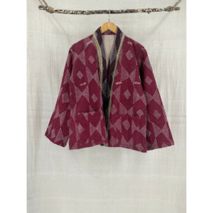 Blazer vintage Kantha pour femmes, style rustique, réversible, patchwork de plumes, personnalisable, fini, manteaux d'automne et d'hiver, taille XL - Product Image 1