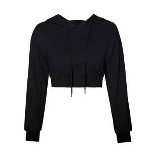 Jersey de algodón con logotipo personalizado para mujer, Top corto con capucha, ropa de calle, estilo informal, Sudadera con capucha para mujer - Product Image 1