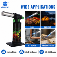Briquet à gaz butane rechargeable coupe-vent pour cuisine, barbecue, soudure, extérieur, cigare, torche à jet, avec logo personnalisé