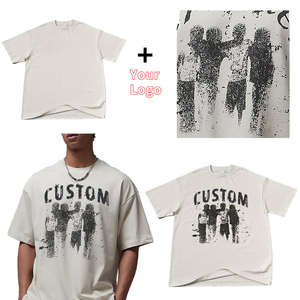 Venta al por mayor de camisetas de los hombres de hombro caído de alta calidad logotipo personalizado de impresión de algodón de peso pesado de gran tamaño de secado rápido transpirable - Product Image 2