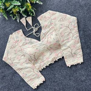 Blusa de seda satinada de algodón liso Camric puro personalizable, elegante estampado Floral bordado Diable, manga sin mangas, botón informal frontal - Product Image 5