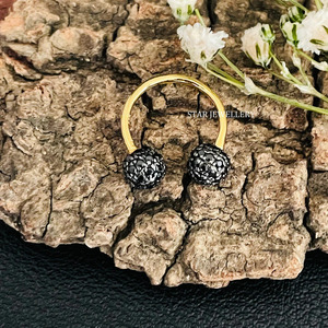 14K Solid Gold <b>Black</b> Diamond Horse Shoe Daith Piercing. - Product Image 2