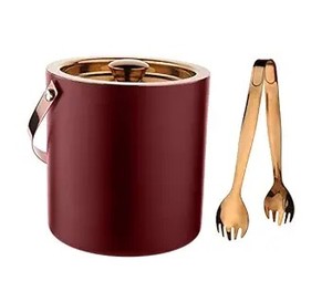 Cubitera Moderna de Acero Inoxidable con Tapa, Asa y Pinzas, Diseño Elegante a Rayas, Aislada para el Hogar, Bar o Fiestas - Product Image 6