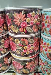 Custom Made on White Base Fabric Embroidered Thread Work <b>Laces</b> with Multi Coloured Sequins Work Embroidery in 1.25 Inch Width - Product Image 5