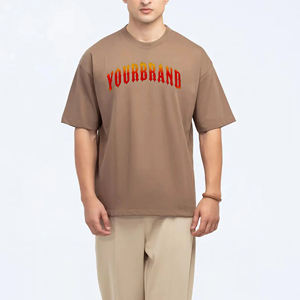 Camiseta de algodón de 100% Ringer de alta calidad para hombre, camiseta de gran tamaño con hombros descubiertos y color sólido, camiseta estampada personalizada para hombre - Product Image 1