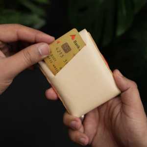 No. 101 All in one <b>Card</b> <b>wallet</b> natural vegtan leather & Red combination - Product Image 5