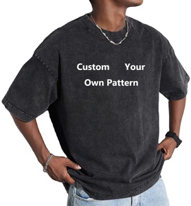 T-shirt ample vintage en coton lourd, écologique, respirant, délavé à l'acide, pour homme, streetwear personnalisé - Product Image 1
