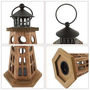 Exclusivités élégante lanterne en bois avec poignée de toit en métal Garden Party bougeoir de noël pour la décoration de table à manger - Product Image 2