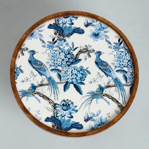 Soporte Redondo para Pastel Hecho a Mano con Madera de Mango Ecológica y Diseño Impreso, para Exhibición de Postres Rústicos, Decoración de Mesa para Fiestas - Product Image 3