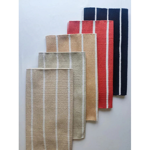 Tapis de porte à rayures en coton tissé à la main de qualité supérieure - Product Image 2