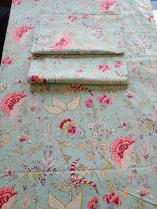 Custom Made 100% Cotton Bedsheets with Printed Floral Designs Available in Various Sizes Blue Base Fabric Includes Pillow <b>Covers</b> - Product Image 4