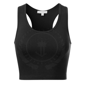 Modern Casual Women's Short <b>Racer</b> Back Tank <b>Top</b> with Front Logo-Breathable & Quick Dry for Gym Training & Active Lifestyle - Product Image 2