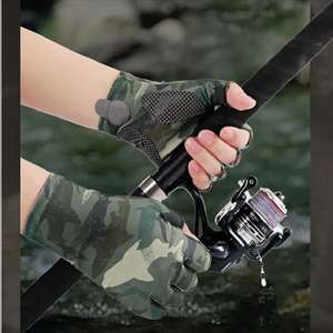 Men's Ladies' Half Finger Waterproof Synthetic Fishing Gloves High Quality Non-Slip UV Protection <b>Adjustable</b> Strap Custom Sizes - Product Image 4