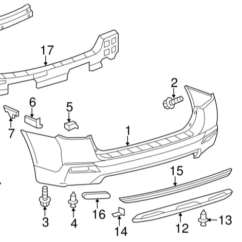 BAINEL Cover Rear Bumper Highlander 2011 2012 2013 OEM 521590e907 other auto parts car accessories for Toyota