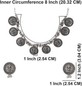 Bijoux indiens oxydé Boho Vintage Antique collier ras du cou pour femmes filles bijoux de mode ton argent collier ras du cou ensemble - Product Image 4