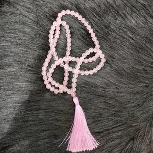 สร้อยคอหินโรสควอตซ์หม่าล่า,สร้อยคอทำมือแบบพู่ลูกปัดสำหรับสวดมนต์ทำสมาธิ108 Jap Mala - Product Image 2