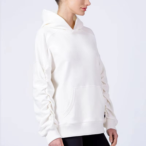 Oem High Quality Custom Logo Embroidered Winter Knitted Fashion Oversized Loose <b>White</b> Cotton Blank <b>Hoodie</b> - Product Image 5