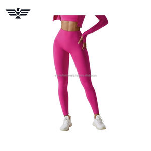 Meilleurs ensembles de leggings de yoga et de fitness pour femmes, taille haute élastique, couleur unie, longueur cheville, en Spandex/Nylon extensible, haute qualité - Product Image 1