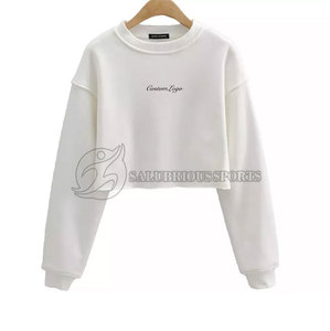 Top corto de algodón con cuello redondo para mujer, Conjunto de sudadera, chándal para trotar - Product Image 5