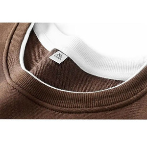 Sudadera extragrande con estampado de abullonado para mujer con logotipo personalizado, jersey de lana de algodón con logotipo liso en relieve, sudaderas de talla grande con cuello redondo para hombre - Product Image 3