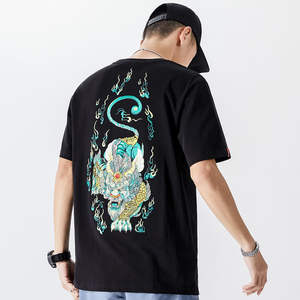 T-shirts d'été pour hommes Lettres de broderie colorées T-shirt en coton unisexe Vêtements pour hommes Chemises brodées en chenille Street Wear - Product Image 2