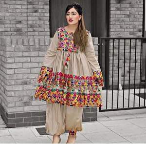 Meilleurs prix de gros pour les vêtements de mariage royal afghan élégant soie longue Flair lourd broderie travail indien vêtements pakistanais - Product Image 2
