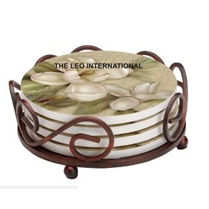 Sous-verres en marbre et aluminium, lot de 4, accessoires de cuisine, table à manger, parfait pour les hôtels, la maison, le bureau - Product Image 4