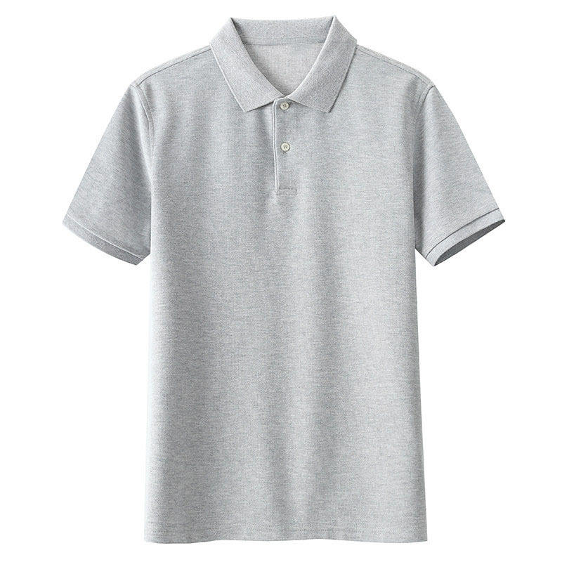 Solid color short-sleeved polo shirt - light gray
