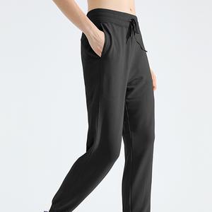 Femmes hiver respirant 100% coton polaire Fitness Joggers poches Logo personnalisé mi-taille plat avant Yoga pantalons de survêtement course - Product Image 6