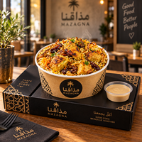 Boîte d'emballage alimentaire arabe personnalisée AT PACK avec logo pour restaurant, plats à emporter, riz, desserts, traiteur