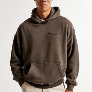 Sweat à capuche uni surdimensionné épais unisexe en coton doux de haute qualité 400 GSM sweats à capuche en coton éponge français - Product Image 6