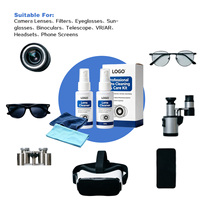 Kit de nettoyage de lentilles de lunettes sous marque privée, double pack, spray nettoyant anti-taches avec chiffon en microfibre, boîte personnalisée