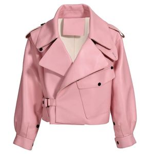 Chaqueta de cuero PU de moda para mujer de alta calidad chaqueta de motorista corta con cremallera personalizada con lujosa característica acolchada - Product Image 1