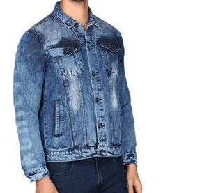 Veste en jean en toile enduite pour homme avec col montant, respirante et coupe-vent, avec capuche pour un usage quotidien - Product Image 6