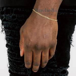 3Mm Argent Sterling 925 Revêtement Anti-ternissement Chaîne Plaqué Or 18k Moissanite Figaro Hip Hop Bracelet Hommes Cadeaux Vente en Gros - Product Image 3