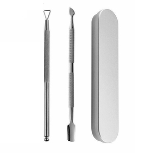 Pousse-cuticules pour ongles dissolvant de cuticules manucure pédicure sous les ongles nettoyant en acier inoxydable pousseurs de cuticules - Product Image 2