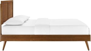Cama de plataforma tamaño king de color nogal sólido duradero con diseño tradicional elegante muebles de dormitorio de madera con patas extendidas - Product Image 3