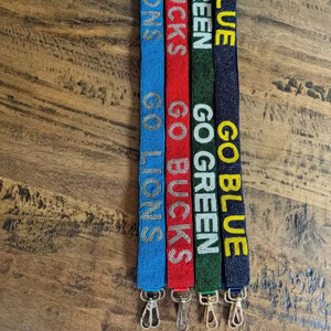 Correa de bolso con cuentas, asa de bolso con cuentas de semilla, bordado de cuentas de vidrio, letras deportivas, accesorio para bolso, cierre de correa de repuesto para bandolera - Product Image 1