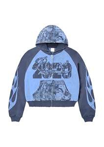 Sudadera Premium de Estilo Urbano con Estampado Personalizado, Bordado Desgastado y Pedrería, Sudadera Extra Grande Lavada OEM - Product Image 2