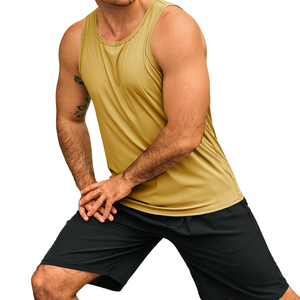 เสื้อกล้ามผ้าคอตตอนผสมโพลีเอสเตอร์แบบเรียบ น้ำหนักเบา สั่งทำพิเศษ พิมพ์โลโก้ได้ คอทรงโอ สำหรับผู้ชาย - Product Image 4