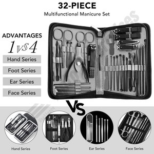 Kit de soin des ongles écologique, imperméable, réutilisable et personnalisable, 32 pièces, ensemble de manucure professionnel, coupe-ongles - Product Image 3