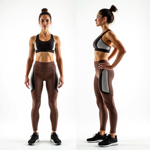 Conjunto Deportivo de Yoga para Mujer, Otoño Invierno, Sin Costuras, Leggings y Sujetador, Tejido Transpirable, Cómodo, Decoración con Estampado y Logotipo - Product Image 4