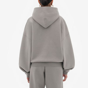 Vente en gros de sweats à capuche personnalisés pour femmes, en polaire, coupe oversize, couleur unie, coupe ample, épaules tombantes, style streetwear - Product Image 2