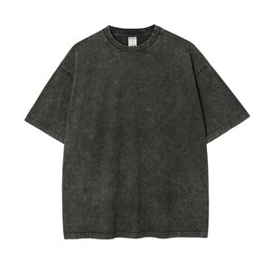 T-shirts en jersey vintage délavé à l'acide pour hommes en gros, taille plus, 100% coton, écologiques, respirants, streetwear, design vierge - Product Image 4