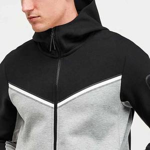 Vente en gros OEM Premium Quality Patchwork Full Zip Up Hoodie Jogger Tracksuits Private Labels et Logo 2 Piece Sweatsuit Set - Product Image 3