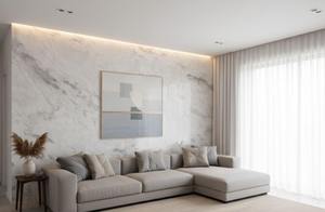 Dalles de marbre italien Statuario, veines dorées, finition polie, pour usage intérieur en villa - Product Image 4