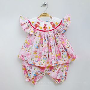 Robe Bishop Smock 100% coton pour filles à col rond brodé à la main-Service OEM disponible - Product Image 1